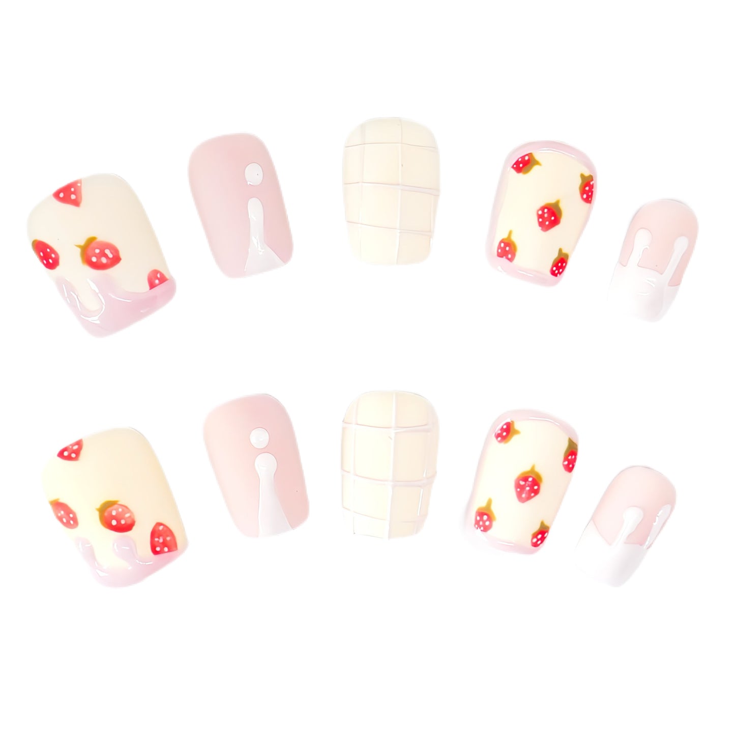 Press-On Nails: Strawberry & Cream