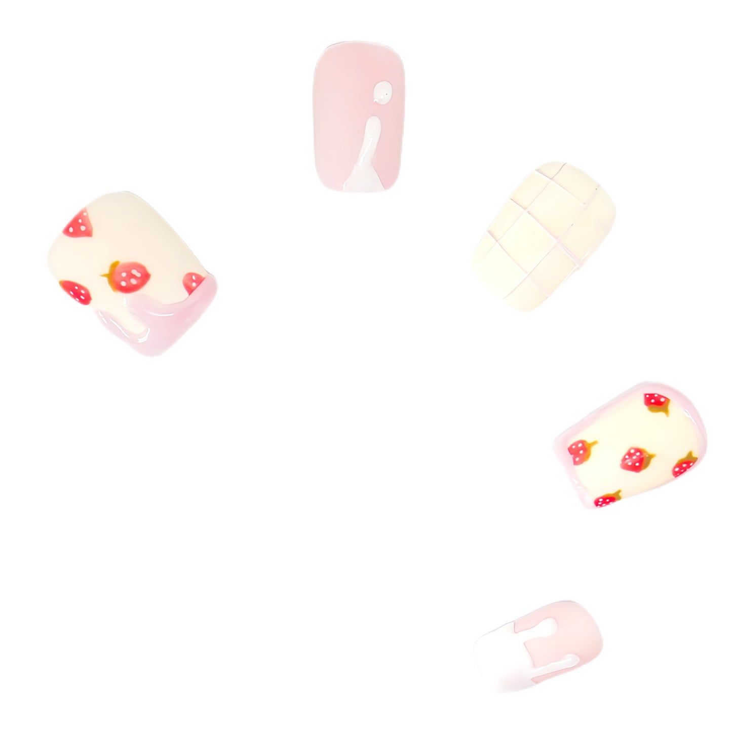 Press-On Nails: Strawberry & Cream